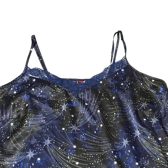 Adore Me Lounge/Pajama Top - 0X -Blue Abstract Star Print - Silky w/ Lace Detail - Picture 7 of 14